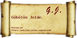 Göbölös Jolán névjegykártya